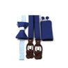 accessoire set in dunkelblau für hochzeit fliege hosenträger einstecktuch und manschettenknöpfe in dunkelblau