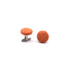 manschettenknopf in orange mit stoffbezug für umschlagmanschette passend zur fliege und hosenträger leinen